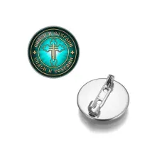 Круглый значок, цвет серебро, Спаси и Сохрани C1001023