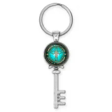 Брелок ключ, цвет серебро, с кольцом для ключей, Спаси и Сохрани C1001044