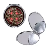 Круглое складное зеркало, цвет серебро, Иисус Победитель C1002016