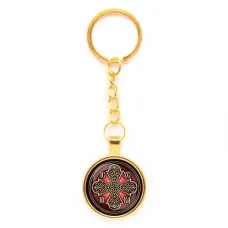Круглый брелок, цвет золото, с цепочкой, Иисус Победитель C1002020
