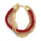 Браслет с цепочками и шнурком, цвет красный BS179-2