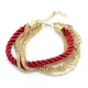 Браслет с цепочками и шнурком, цвет красный BS179-2