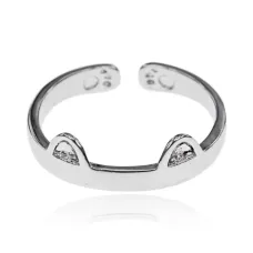 Безразмерное кольцо Кошачьи ушки, цвет серебряный KL119-S