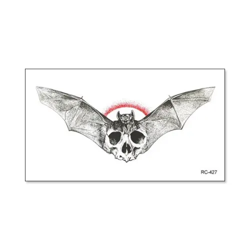 Набор временных татуировок Летучая мышь и череп, 10,5х6см TTRC-427
