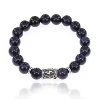 Браслет с руной Соулу и синт.камнем Синий авантюрин BSRM-01-02