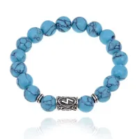 Браслет с руной Соулу и синт.камнем Бирюза BSRM-01-05