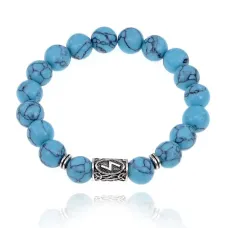 Браслет с руной Соулу и синт.камнем Бирюза BSRM-01-05