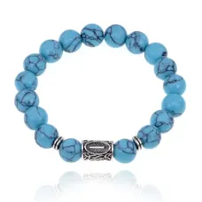 Браслет с руной Иса и синт.камнем Бирюза BSRM-02-05