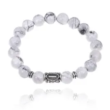 Браслет с руной Иса и нат.камнем Кахолонг BSRM-02-07