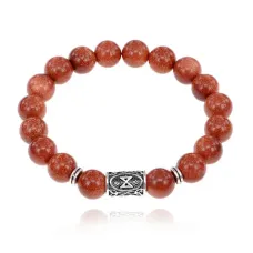 Браслет с руной Дагаз и синт. камнем Коричневый авантюрин BSRM-03-01