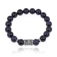 Браслет с руной Дагаз и синт.камнем Синий авантюрин BSRM-03-02