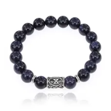 Браслет с руной Дагаз и синт.камнем Синий авантюрин BSRM-03-02