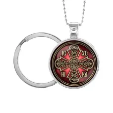 Кулон-брелок, цвет серебро, с цепочкой и кольцом, Иисус Победитель C1002054