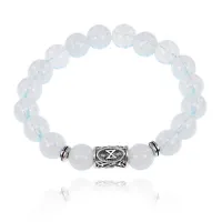 Браслет с руной Дагаз и синт.камнем Лунный камень BSRM-03-11