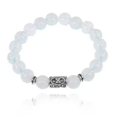 Браслет с руной Дагаз и синт.камнем Лунный камень BSRM-03-11