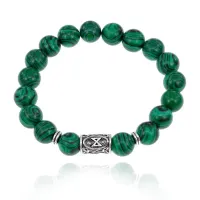 Браслет с руной Дагаз и синт.камнем Малахит BSRM-03-12