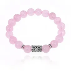 Браслет с руной Дагаз и нат.камнем Розовый кварц BSRM-03-15