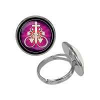 Кольцо металлическое, цвет серебро, Крест Виноградная лоза C1003015