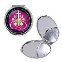 Круглое складное зеркало, цвет серебро, Крест Виноградная лоза C1003016