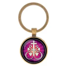 Круглый брелок, цвет бронза, Крест Виноградная лоза C1003017