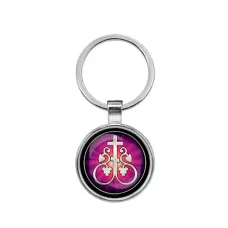 Круглый брелок, цвет серебро, Крест Виноградная лоза C1003021