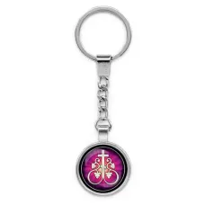 Круглый брелок, цвет серебро, с цепочкой, Крест Виноградная лоза C1003022