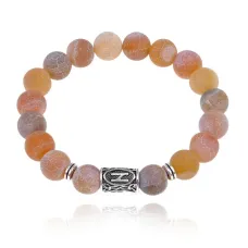 Браслет с руной Хагалаз и нат.камнем Африканский агат BSRM-04-04