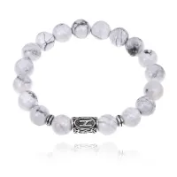 Браслет с руной Хагалаз и нат.камнем Кахолонг BSRM-04-07