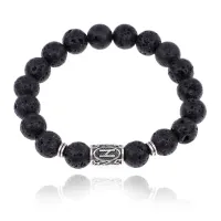 Браслет с руной Хагалаз и нат.камнем Лава BSRM-04-09