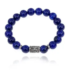 Браслет с руной Хагалаз и нат.камнем Лазурит BSRM-04-10