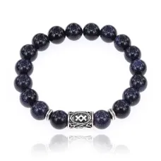 Браслет с руной Ингуз и синт. камнем Синий авантюрин BSRM-05-02