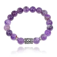 Браслет с руной Ингуз и нат.камнем Аметист BSRM-05-03