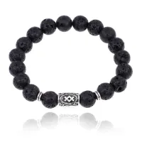 Браслет с руной Ингуз и нат.камнем Лава BSRM-05-09