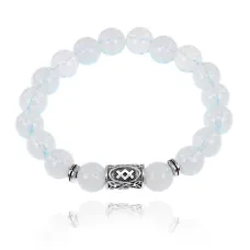 Браслет с руной Ингуз и синтетическим камнем Лунный камень BSRM-05-11