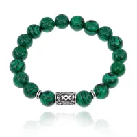 Браслет с руной Ингуз и синт. камнем Малахит BSRM-05-12
