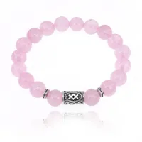 Браслет с руной Ингуз и нат.камнем Розовый кварц BSRM-05-15