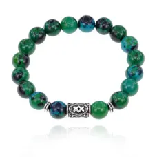 Браслет с руной Ингуз и синт.камнем Хризоколла BSRM-05-21