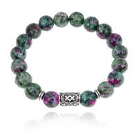 Браслет с руной Ингуз и синт.камнем Цоизит BSRM-05-22