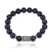 Браслет с руной Эваз и синт.камнем Синий авантюрин BSRM-06-02