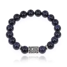 Браслет с руной Эваз и синт.камнем Синий авантюрин BSRM-06-02