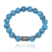 Браслет с руной Эваз и синт.камнем Бирюза BSRM-06-05