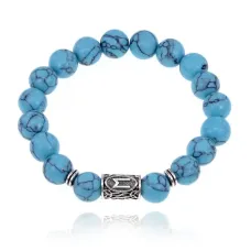 Браслет с руной Эваз и синт.камнем Бирюза BSRM-06-05