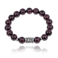 Браслет с руной Эваз и нат.камнем Гранат BSRM-06-06