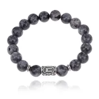 Браслет с руной Эваз и нат.камнем Лабрадор BSRM-06-08