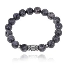 Браслет с руной Эваз и нат.камнем Лабрадор BSRM-06-08