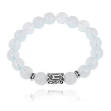 Браслет с руной Эваз и синт.камнем Лунный камень BSRM-06-11