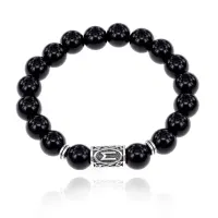 Браслет с руной Эваз и нат. камнем Черный агат BSRM-06-23