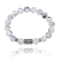 Браслет с руной Йера и нат.камнем Кахолонг BSRM-07-07