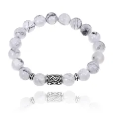 Браслет с руной Йера и нат.камнем Кахолонг BSRM-07-07