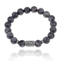 Браслет с руной Йера и нат. камнем Лабрадор BSRM-07-08